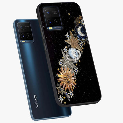 Pearls Universe Object Glass Case displayed in angled mockup highlighting celestial pearl design with dreamy aesthetic.