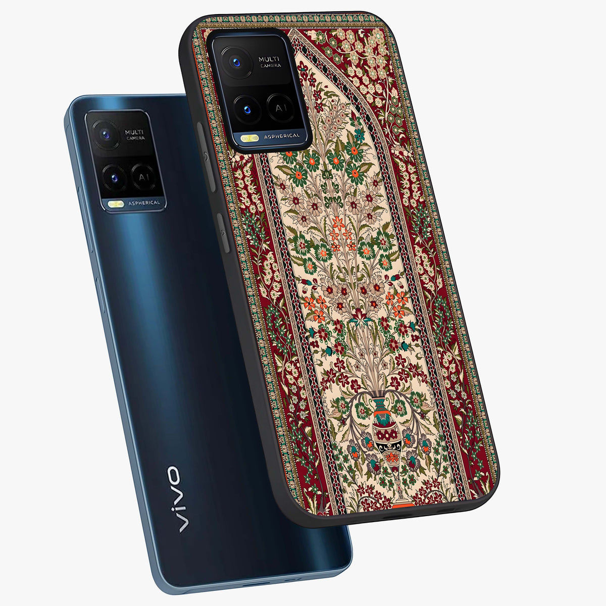 Persian Inspired Glass Case displayed in angled mockup highlighting intricate traditional design with elegant cultural aesthetic.
