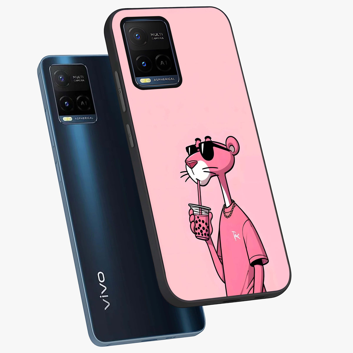 Pink Panther Glass Case displayed in angled mockup highlighting playful cartoon character design with vibrant pink aesthetic.
