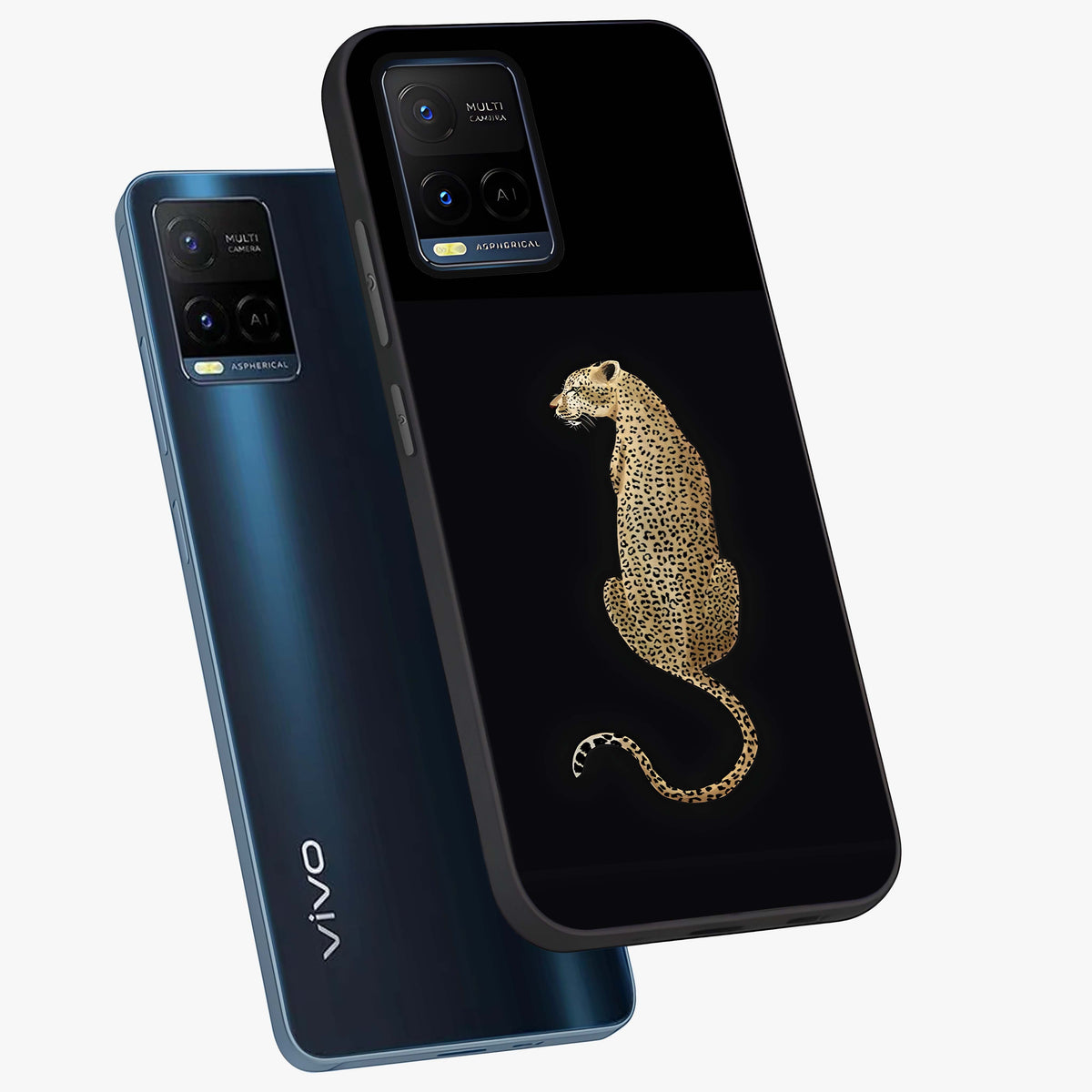 Regal Leopard Glass Case displayed in angled mockup highlighting powerful animal illustration with stylish wild aesthetic.