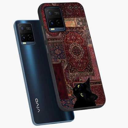 Regal Magic Cat Apple Glass Case displayed in angled mockup highlighting whimsical feline design with fantasy aesthetic.