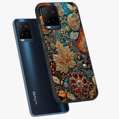 Royal Jewel Garden Glass Case displayed in angled mockup highlighting vibrant jewel inspired floral design with elegant aesthetic.