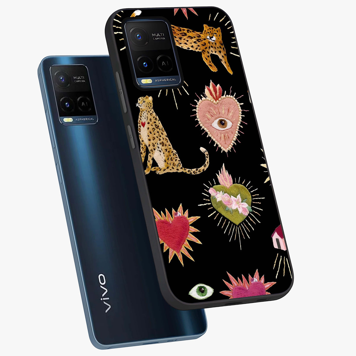 Sacred Jungle Heart Glass Case displayed in angled mockup highlighting lush tropical design with natural aesthetic style.