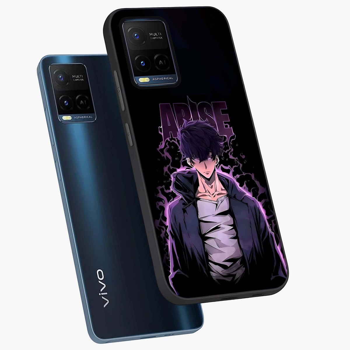 Shadow Monarch Awakening Glass Case displayed in angled mockup highlighting dramatic shadow warrior design with fantasy aesthetic.