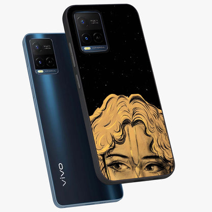 Shri Krishna Art Glass Case displayed in angled mockup highlighting spiritual Krishna illustration with divine aesthetic.