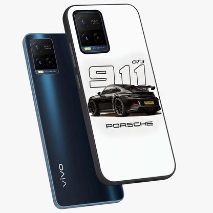 Turbo Legacy Icon Glass Case displayed in angled mockup highlighting dynamic automotive design with performance aesthetic.