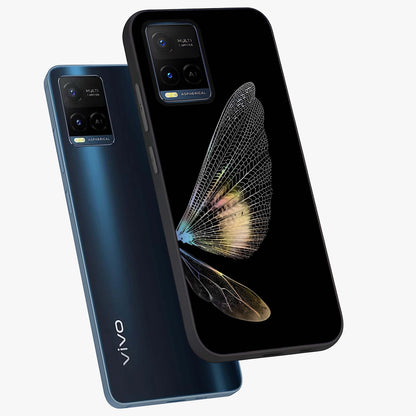 Whispers Of Wings Glass Case displayed in angled mockup highlighting soft feather design with celestial aesthetic style.