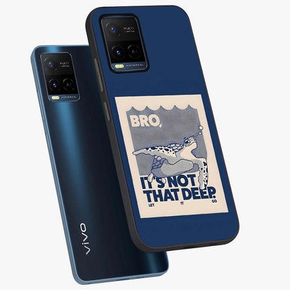 Worry Less Swim Glass Case displayed in angled mockup highlighting fun typography design with relaxed aesthetic style.