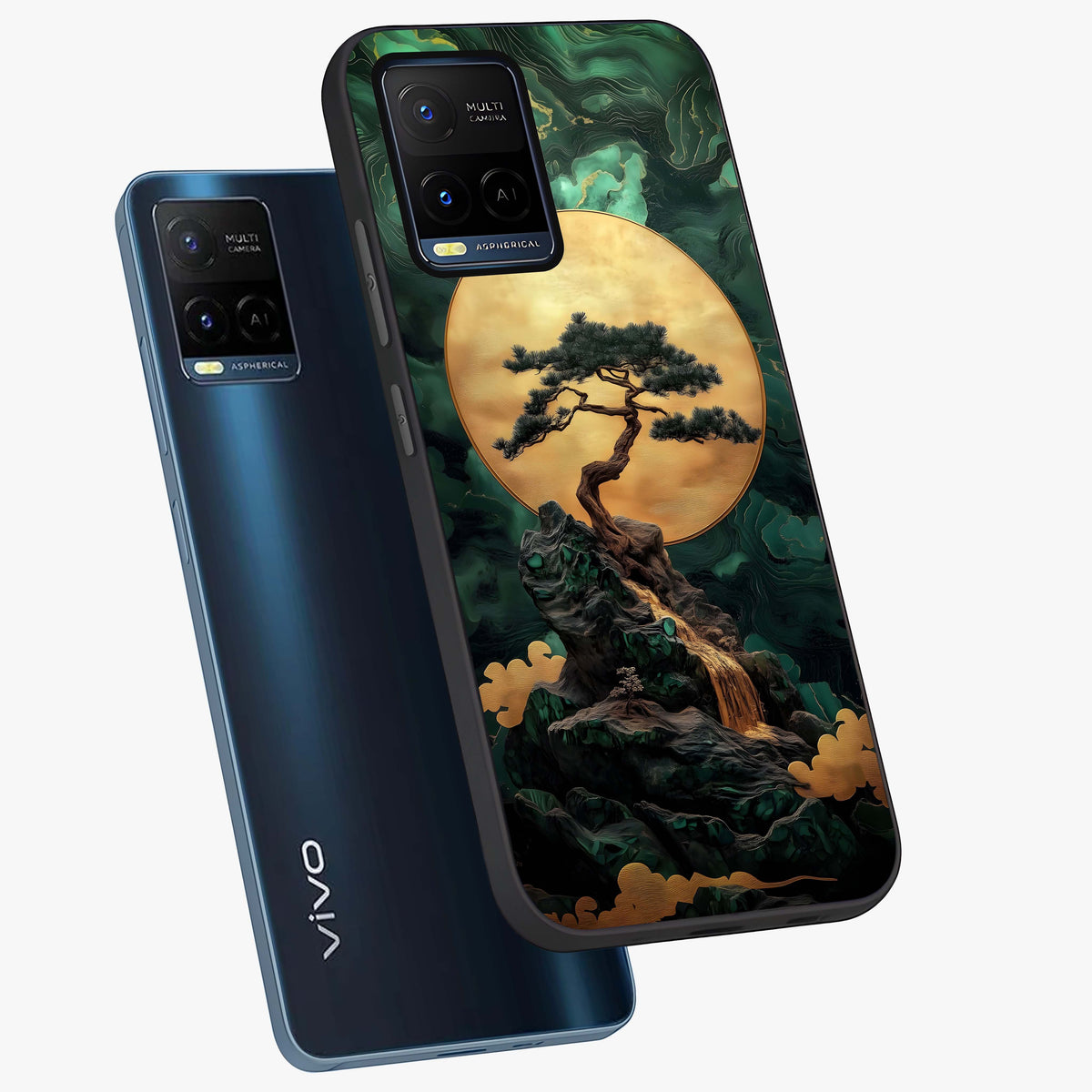 Zen Moon Rise Glass Case displayed in angled mockup highlighting peaceful lunar design with zen aesthetic style.