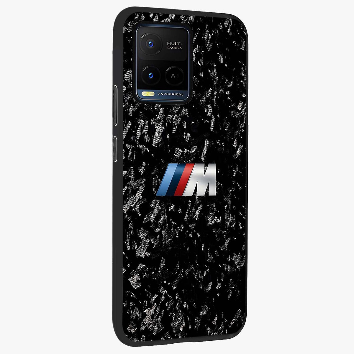 Carbon Speed Mark Glass Case upright view showcasing modern carbon speed graphic with bold automotive theme.