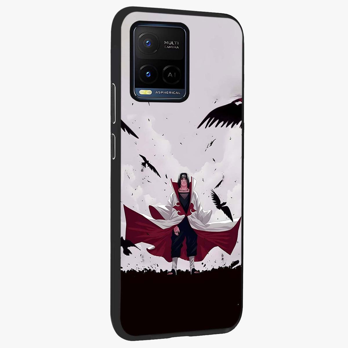 Crimson Crow Ascension Glass Case upright view showcasing dramatic crow artwork with bold gothic theme.