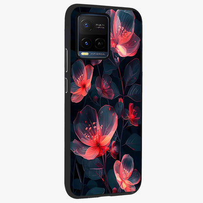Dark Shade of Flower Glass Case upright view showcasing delicate flower artwork with rich dark floral theme.