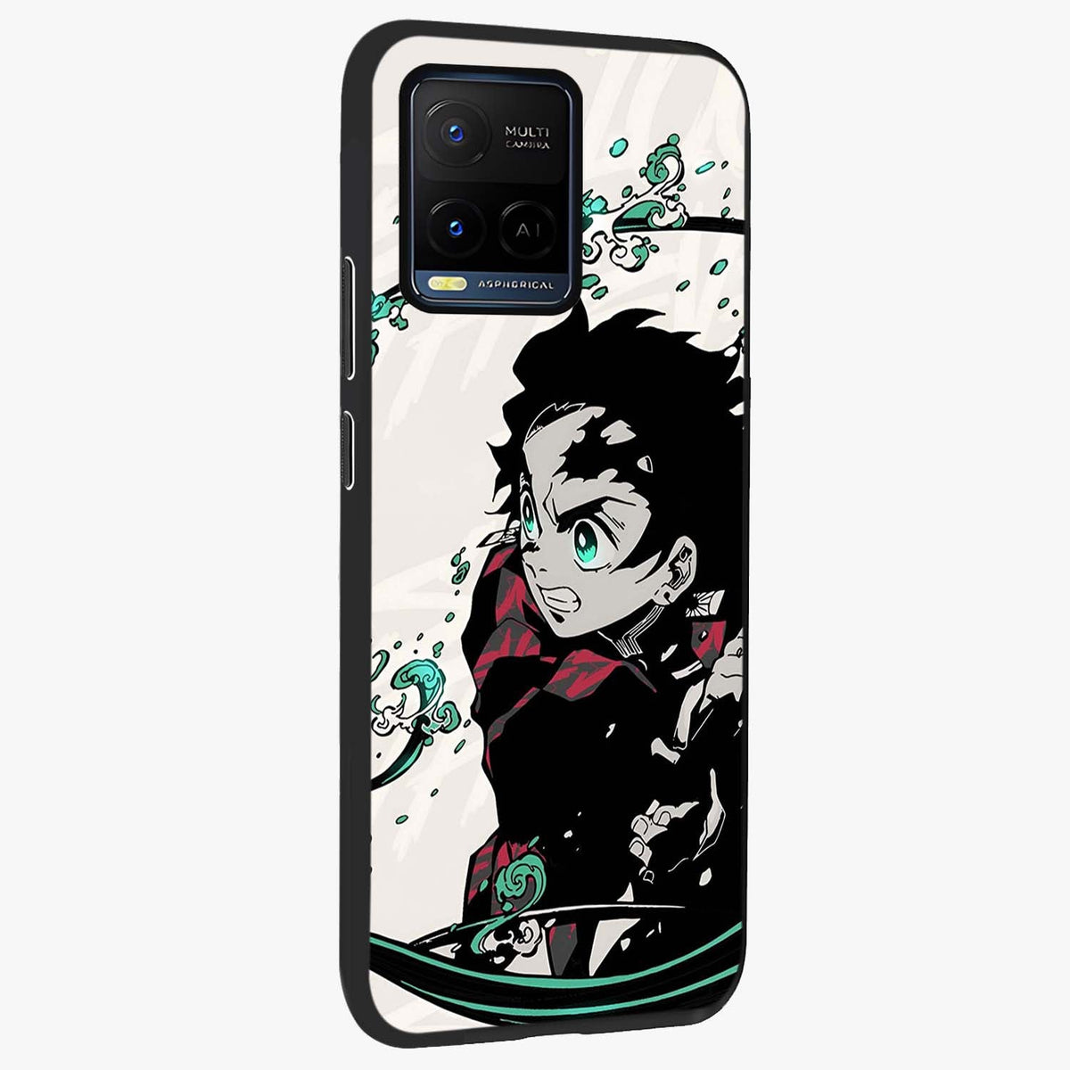 Demon Slayer Glass Case upright view showcasing powerful anime artwork with intense warrior theme.