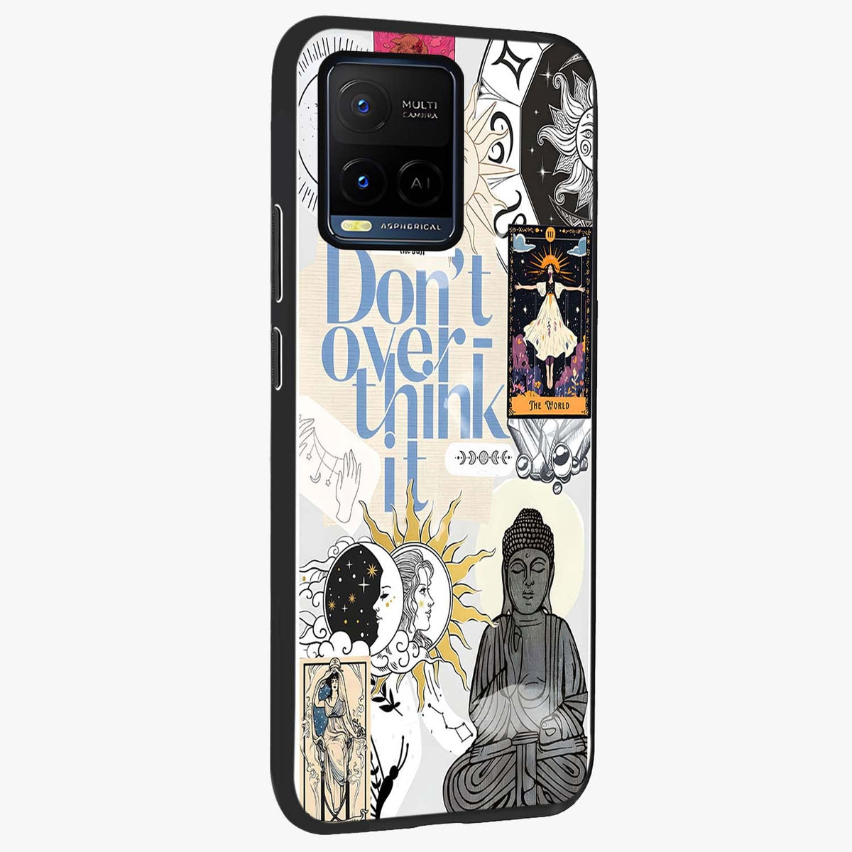 Ethereal Thoughts Glass Case upright view showcasing delicate artistic composition with peaceful dreamy theme.