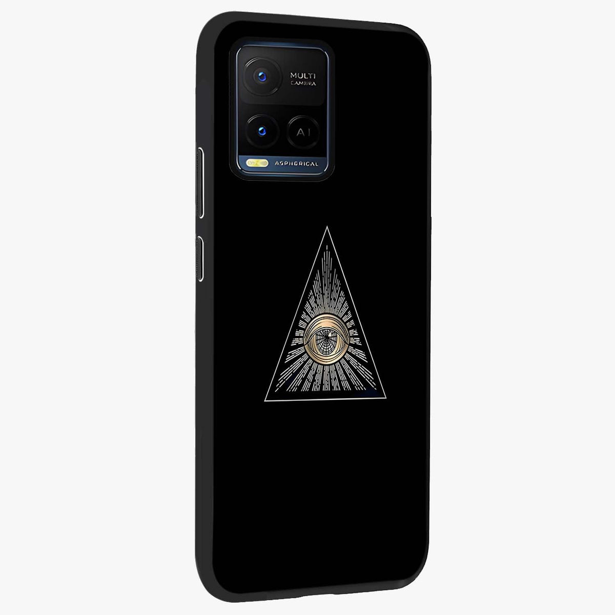 Illuminati Evil Glass Case upright view showcasing striking illuminati artwork with mysterious symbolic theme.