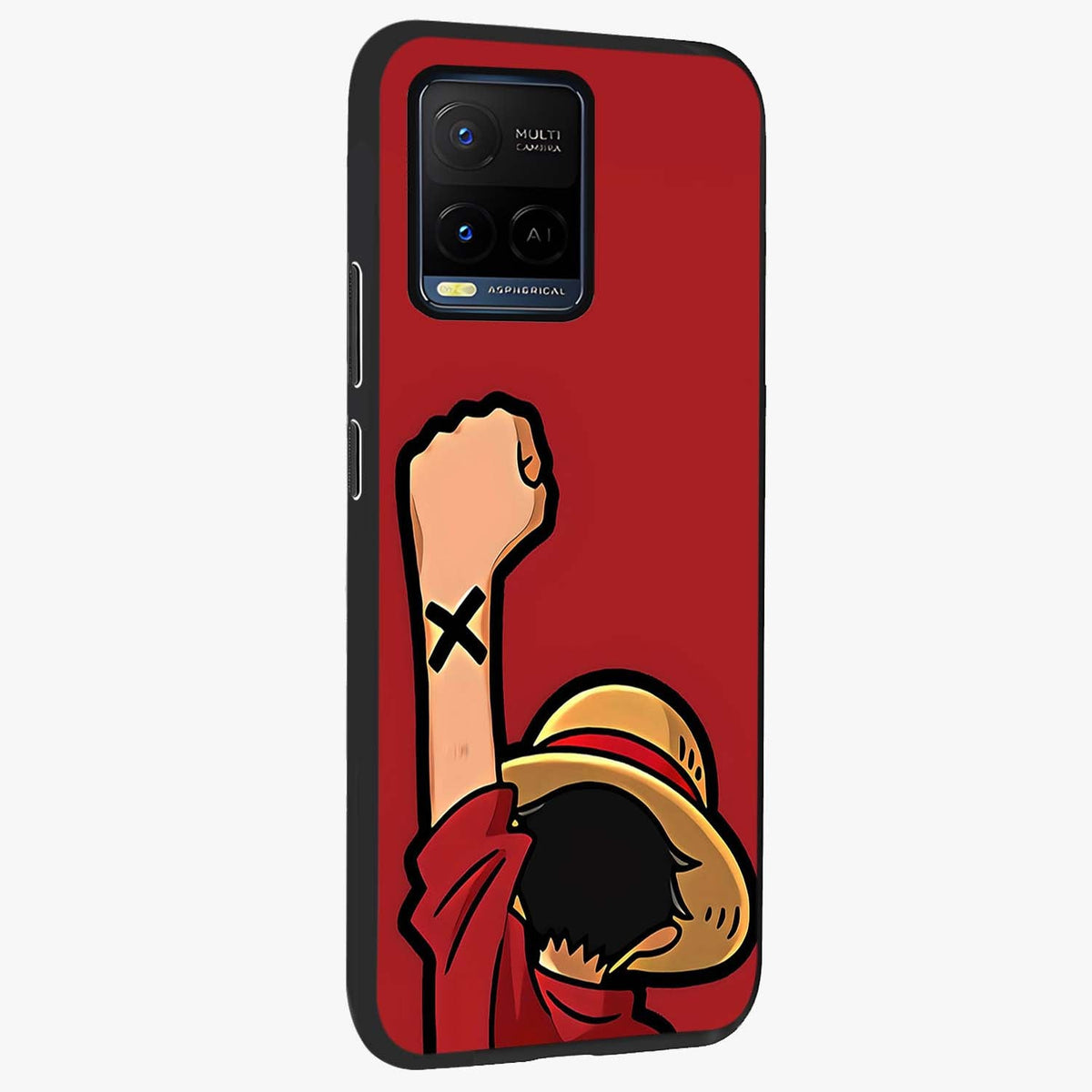 Luffy X Spirit Glass Case upright view showcasing striking anime artwork with adventurous character theme.