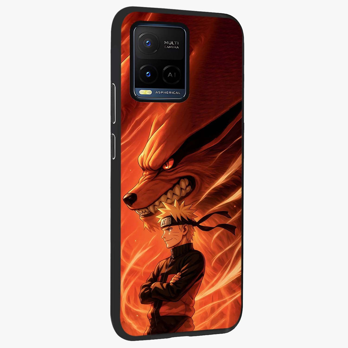 Nine Tails Legacy Glass Case upright view showcasing dramatic nine-tails artwork with intense anime themed design.