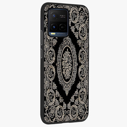 Noir Bloom Elegance Glass Case upright view showcasing graceful floral artwork with luxurious dark theme.