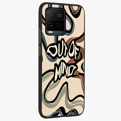 Out Of Mind Glass Case upright view showcasing striking typography artwork with edgy conceptual theme.