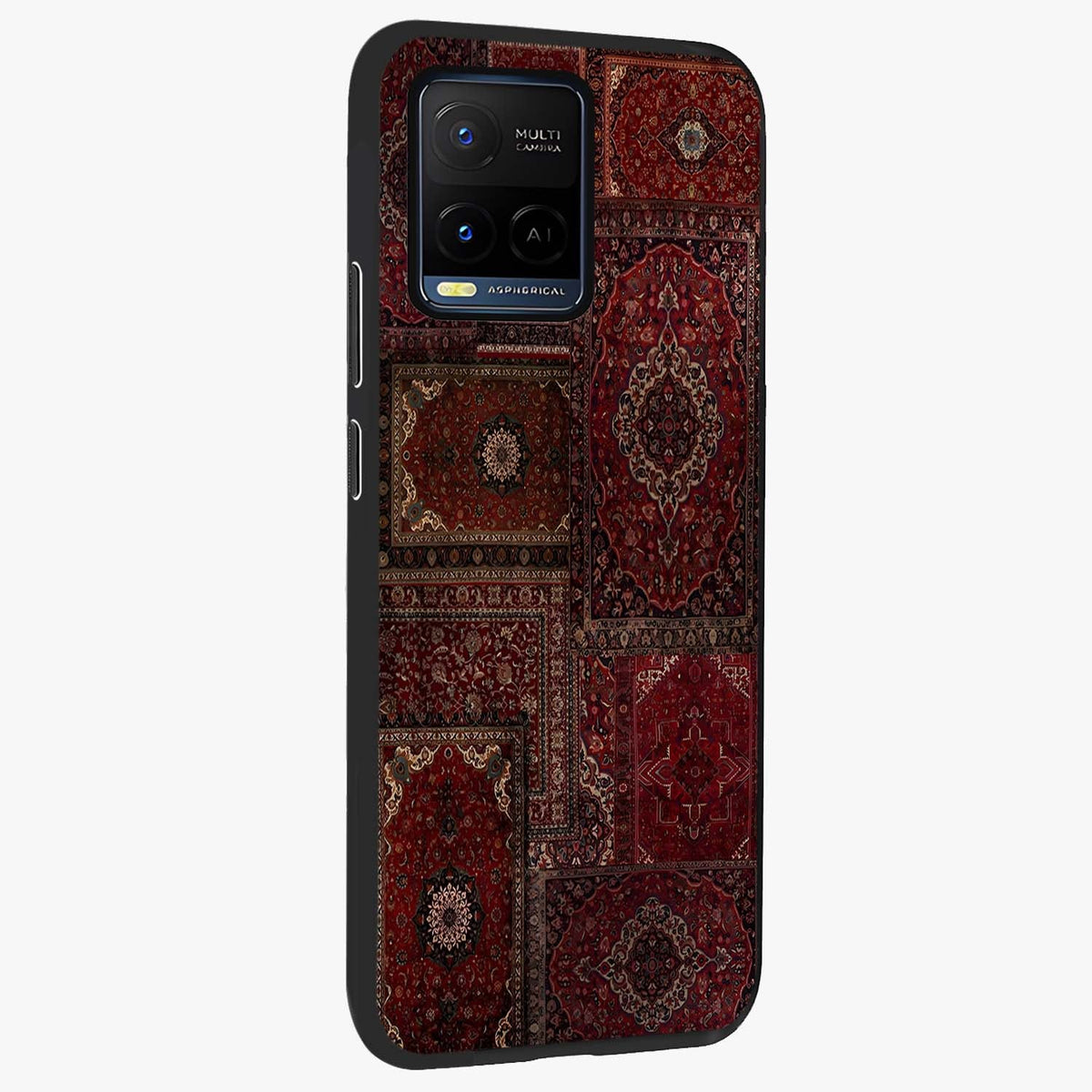 Persian Velvet Tale Glass Case upright view showcasing elegant Persian artwork with classic heritage theme.