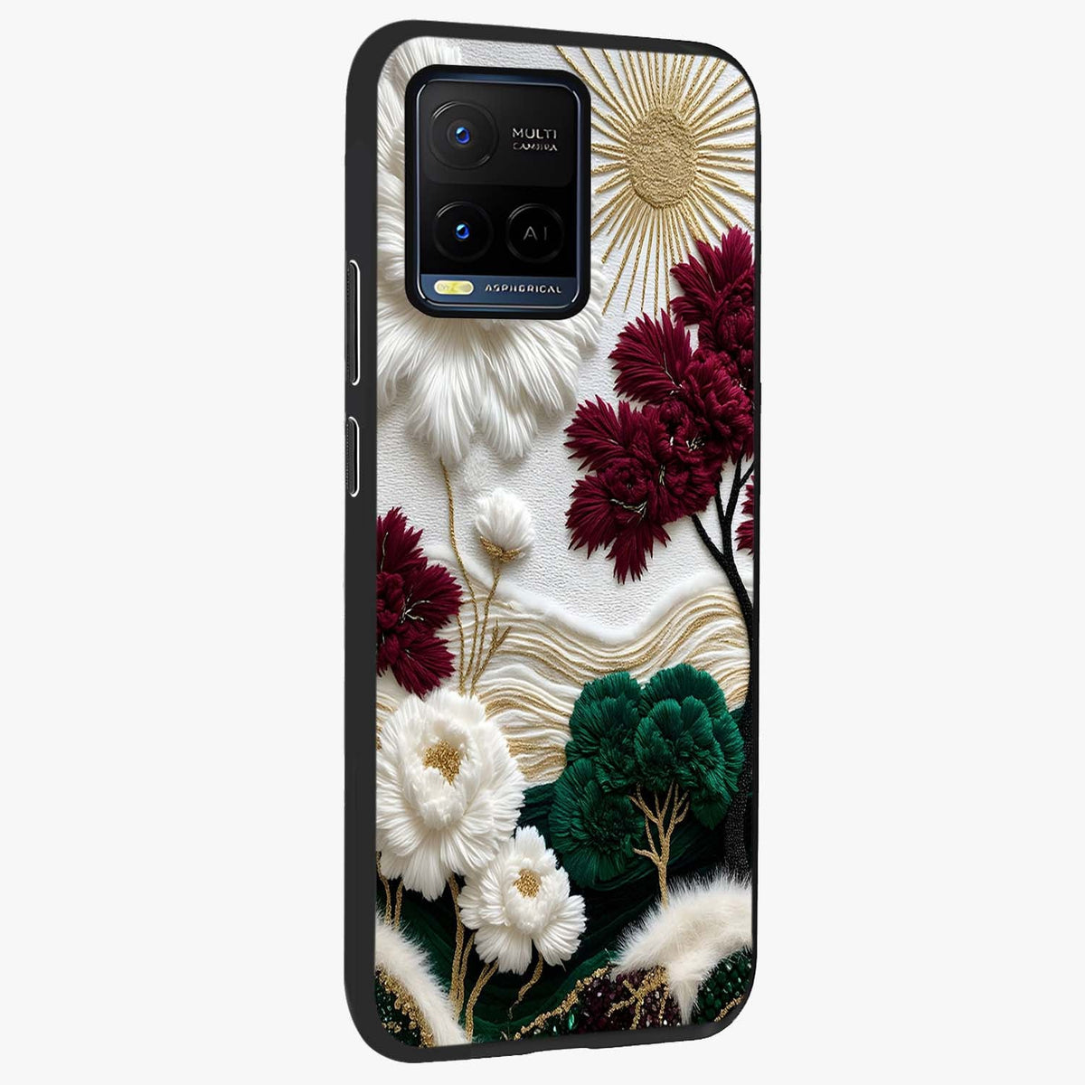 Radiant Bloom Elegance Glass Case upright view showcasing decorative flower artwork with refined botanical theme.