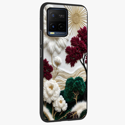 Radiant Bloom Elegance Glass Case upright view showcasing decorative flower artwork with refined botanical theme.