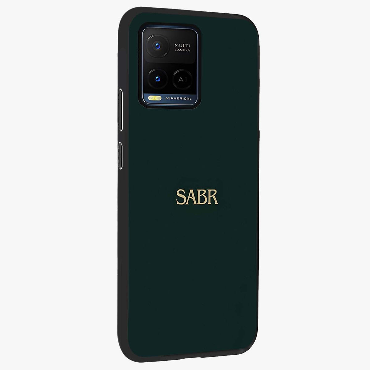 Sabr Minimal Patience Glass Case upright view showcasing calm minimalist artwork with motivational patience theme.
