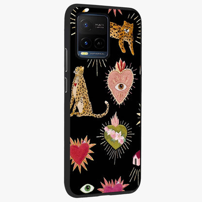 Sacred Jungle Heart Glass Case upright view showcasing vibrant jungle artwork with symbolic heart theme.