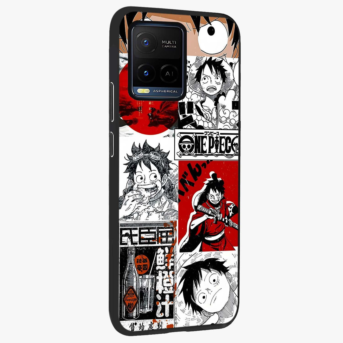 Strawhat Chaos Panels Glass Case upright view showcasing energetic anime artwork with bold adventure theme.
