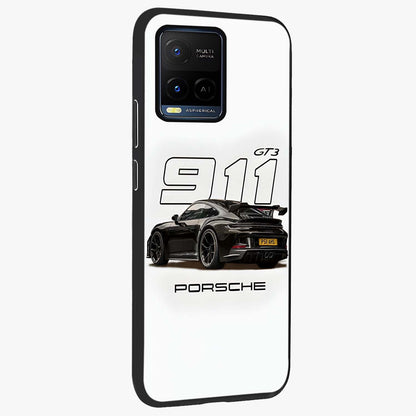 Turbo Legacy Icon Glass Case upright view showcasing bold racing inspired artwork with classic car theme.