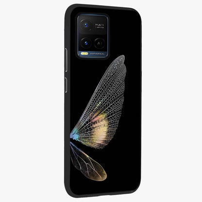 Whispers Of Wings Glass Case upright view showcasing elegant wing artwork with light airy theme.