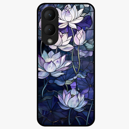 Gloss Petal Rush Glass Case showing flat back view with glossy flower petal artwork and smooth glass finish.