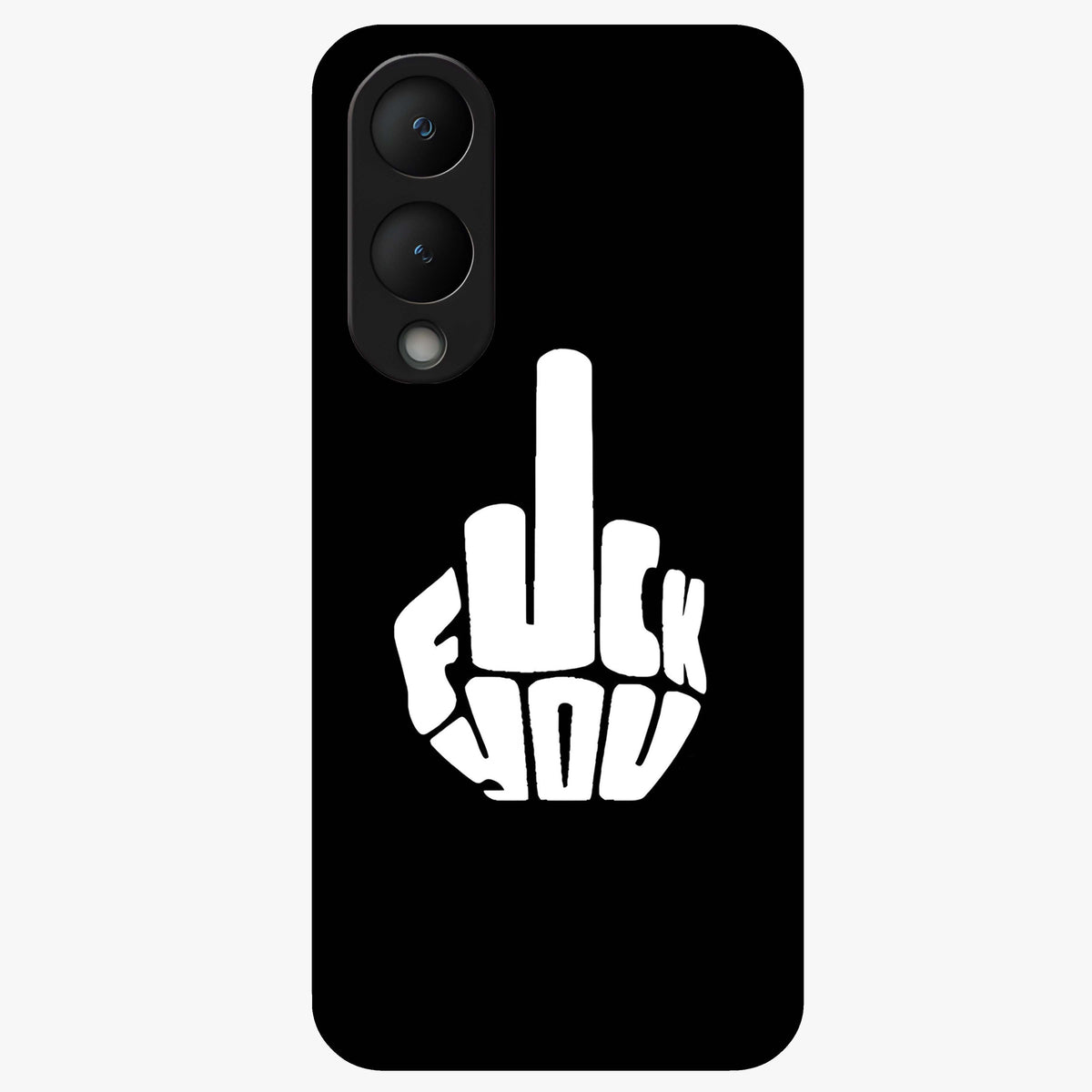 Rebel Mode On Glass Case showing flat back view with bold rebellious typography artwork and glossy glass finish.