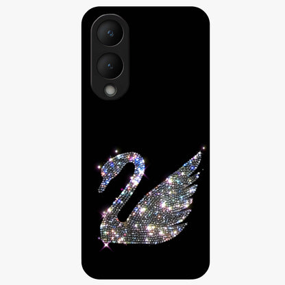 Starlit Swan Grace Glass Case showing flat back view with graceful swan artwork under starry sky and glossy glass finish.