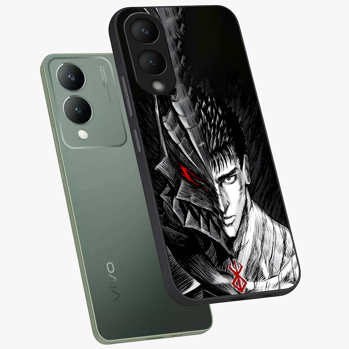 Berserker Blood Oath Glass Case displayed in angled mockup highlighting dark fantasy graphic design and powerful theme.
