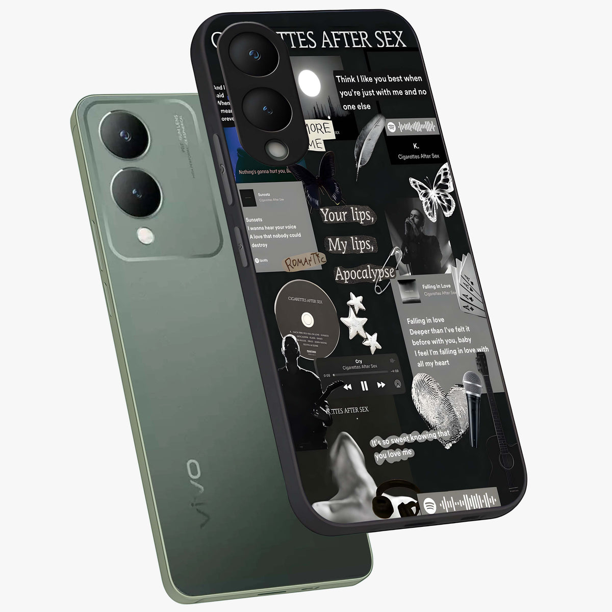 Midnight Love Echo Glass Case displayed in angled mockup highlighting elegant love inspired design with deep aesthetic style.