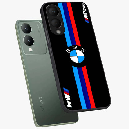 Turbo BMW Beast Glass Case displayed in angled mockup highlighting sleek racing car design with bold automotive aesthetic.