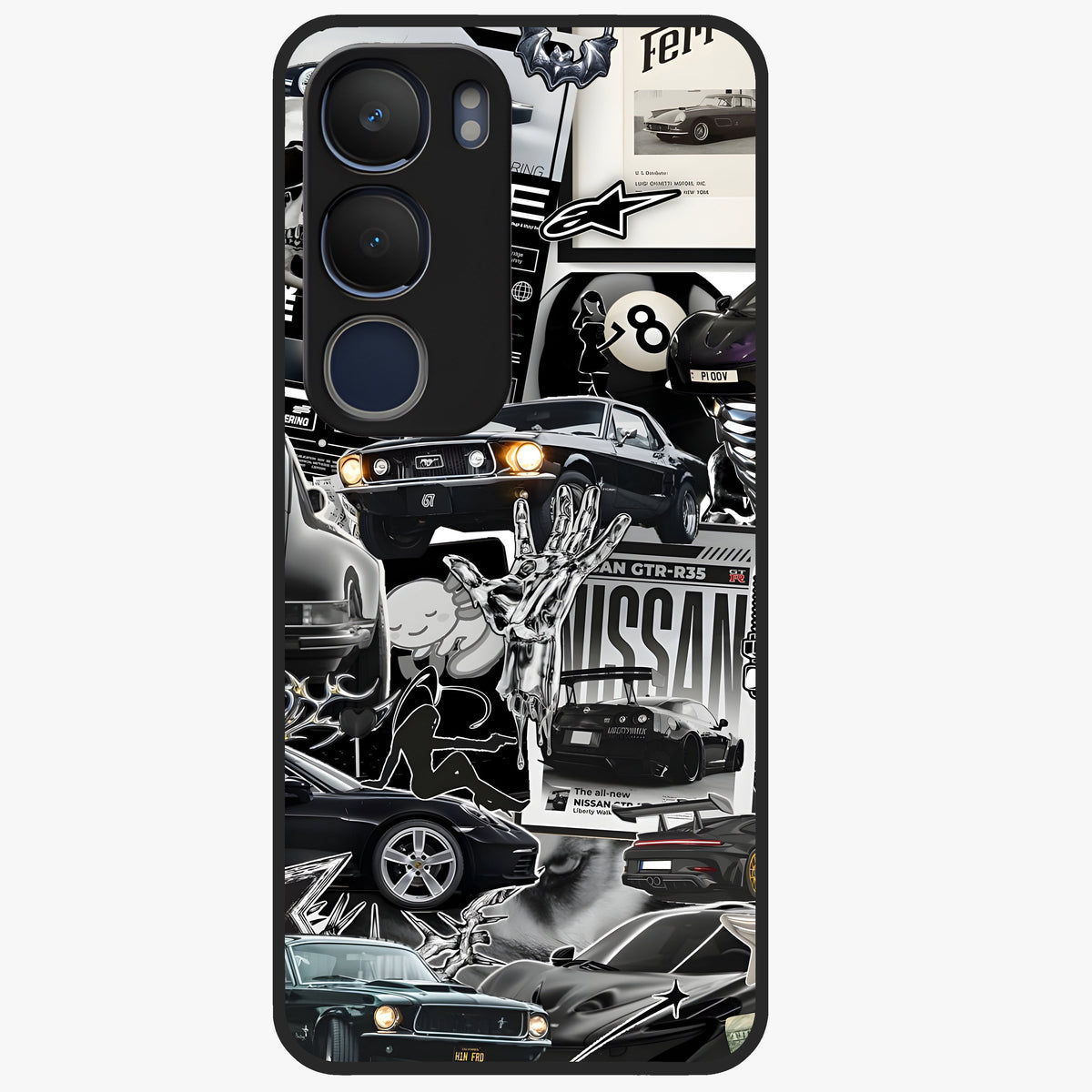 Aesthetic Dark Love Glass Case showing flat back view with dark romantic artwork and glossy glass finish.