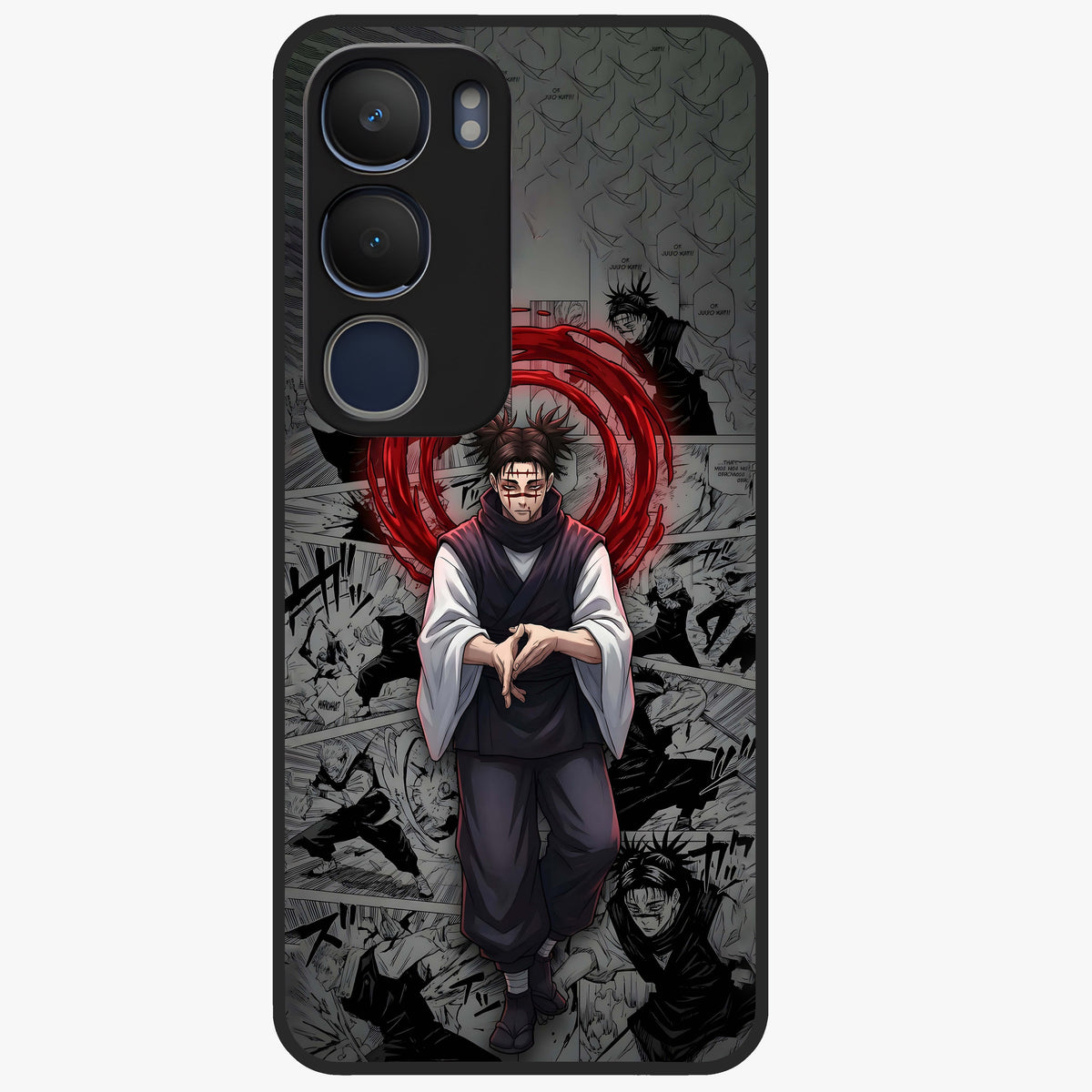 Cursed Ritual Ascension Glass Case showing flat back view with dark ritual themed artwork and glossy glass finish.