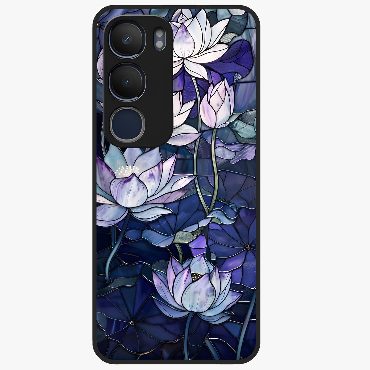 Gloss Petal Rush Glass Case showing flat back view with glossy flower petal artwork and smooth glass finish.