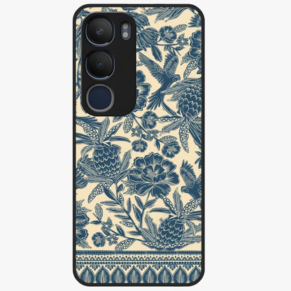 Heirloom Wild Bloom Glass Case showing flat back view with vintage inspired wild flower artwork and glossy glass finish.