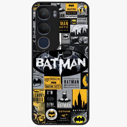 Knight Gotham Rise Glass Case showing flat back view with dark hero inspired artwork and glossy glass finish.