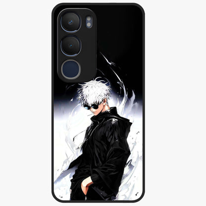 Limitless Shadow King Glass Case showing flat back view with powerful shadow warrior artwork and glossy glass finish.