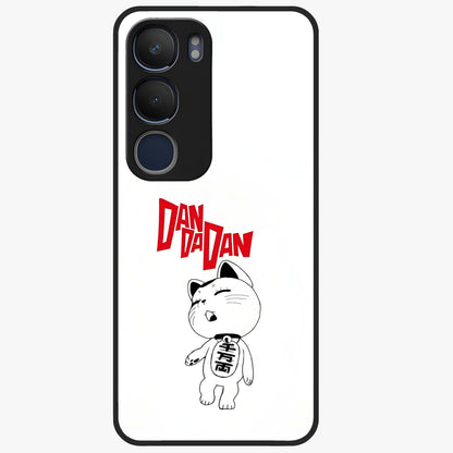 Playful Spirit Charm Glass Case showing flat back view with cheerful charm themed artwork and glossy glass finish.