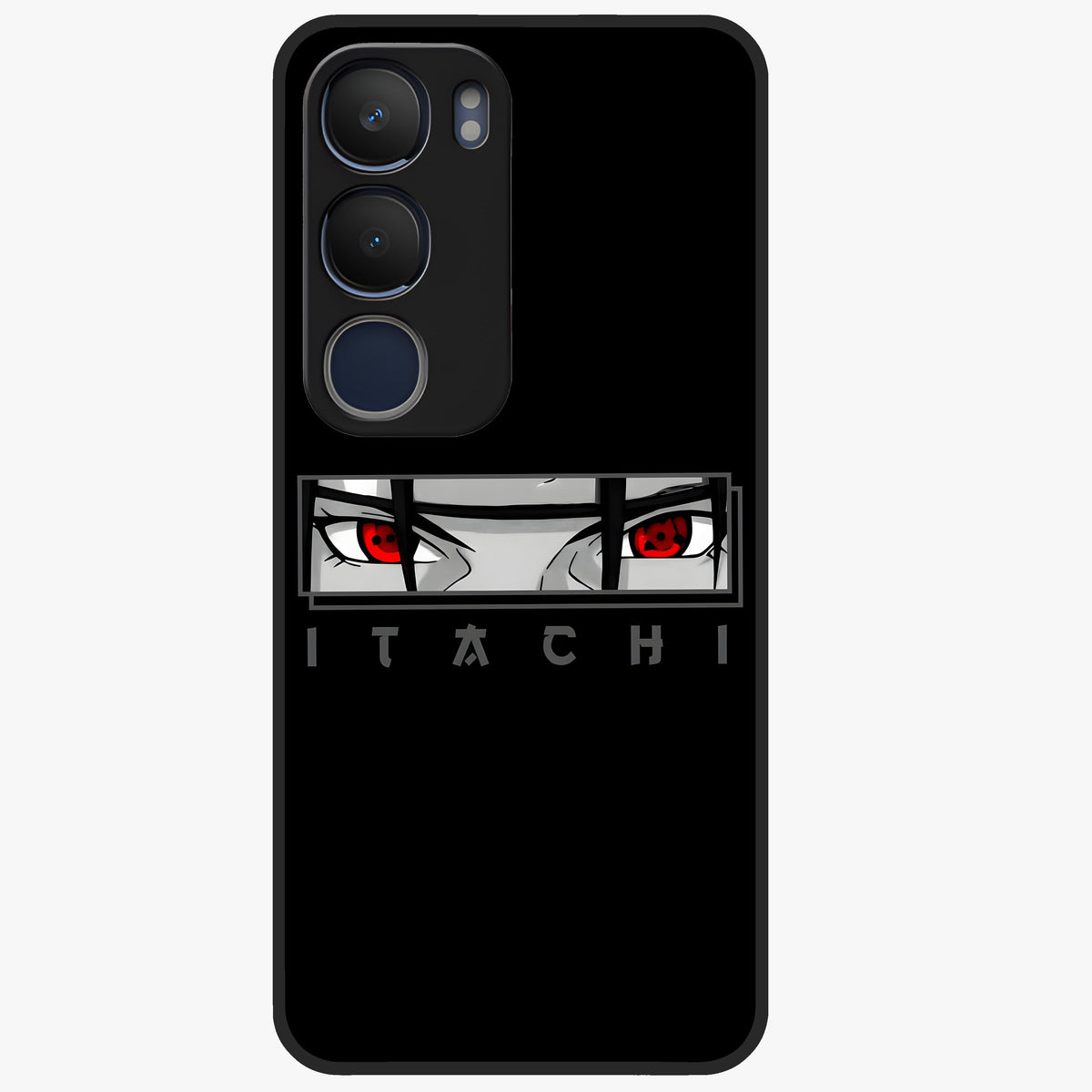 Scarlet Gaze Dominance Glass Case showing flat back view with striking red themed artwork and glossy glass finish.