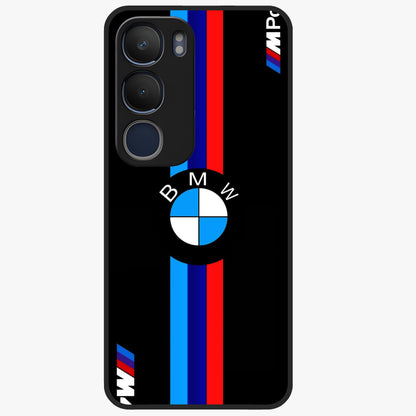 Turbo BMW Beast Glass Case showing flat back view with high performance sports car artwork and glossy glass finish.