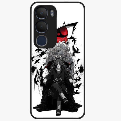 Uchiha Shadow Throne Glass Case showing flat back view with cosmic underwater themed artwork and glossy glass finish.