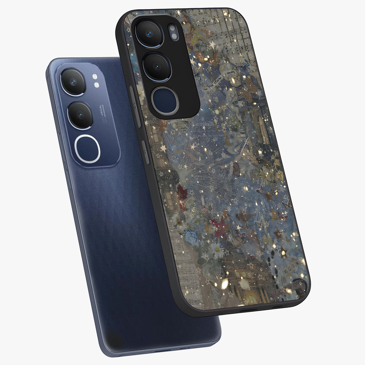 Aesthetic Astrolophia Glass Case displayed in angled mockup highlighting artistic aesthetic elements and smooth glass surface.