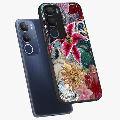 Beaded Garden Fantasy Glass Case displayed in angled mockup highlighting fantasy inspired floral bead pattern.