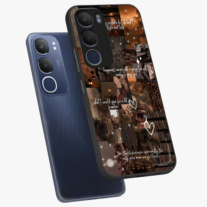 Bittersweet Aesthetic Chaos Glass Case displayed in angled mockup highlighting expressive abstract artwork and edgy aesthetic theme.